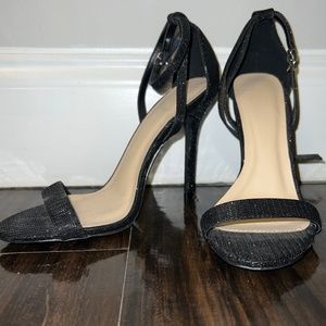 Black Glitter Strappy Heels